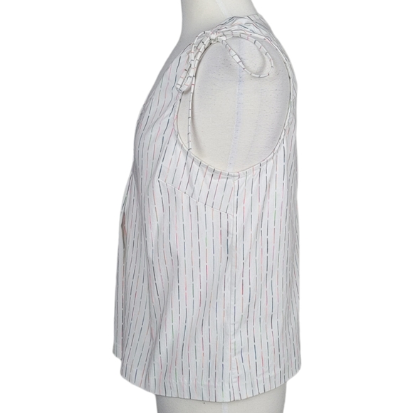 BCBGENERATION Top Blouse Sleeveless V Neck Stripes Ties White Sz Medium - Picture 3 of 8